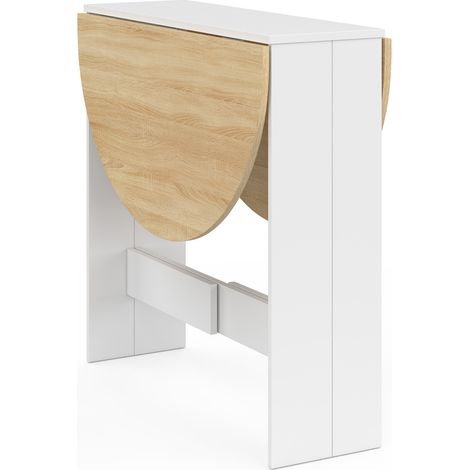 Mesa Consola Plegable EDI Blanca Con Efecto Hormigón - Para 2-4 Personas, Medidas 103x76 Cm, Multifuncional Y De Diseño