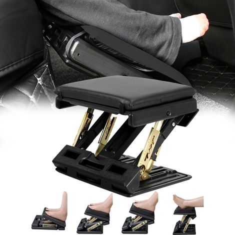 Repose-Pieds Bureau - 1 Unité - Cuir Et Métal - Réglable Et Massage - Ergonomie Travail Et Voyage - 32x30x9cm Noir (1/5)