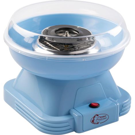 Bestron Macchina per zucchero filato in per casa, dispositivo per zucchero filato con 10 bastoncini e misurino, ideale per feste di compleanno per bambini e divertimento in casa, colore: Blu (1/4)