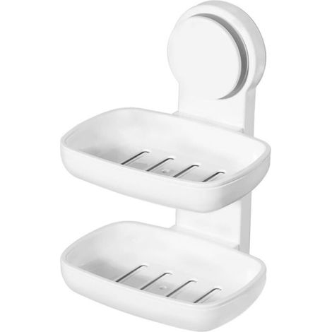Double Layer Suction Cup Soap Dish No Drilling & Reusable Load 5KG 1 Second Installation Soap Holder for Tiles Shower Wall Bathroom Kitchen (1/5)