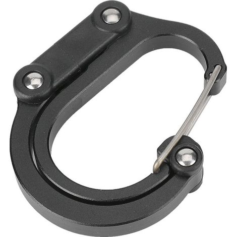 Mousqueton en aluminium robuste en forme de D pour l'escalade et activités en plein air, boucle de sécurité noire (1/5)