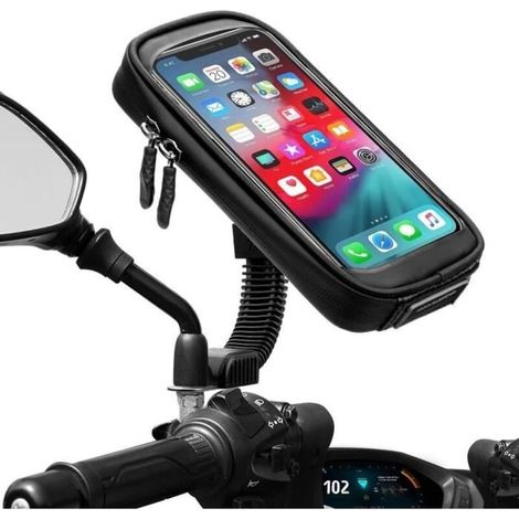 Support De Téléphone Portable Étanche Pour Moto Vélo Scooter Montage Sur Attache Du Rétroviseur Pour Samsung Portetéléphone ZJ3 XL (1/4)