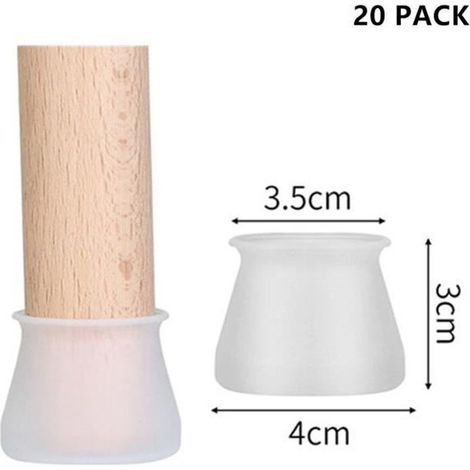 lot de 20 Housses de protection en silicone pour meubles - Protection des pieds antidérapants - Pour pieds de chaise, pieds ronds, (1/4)