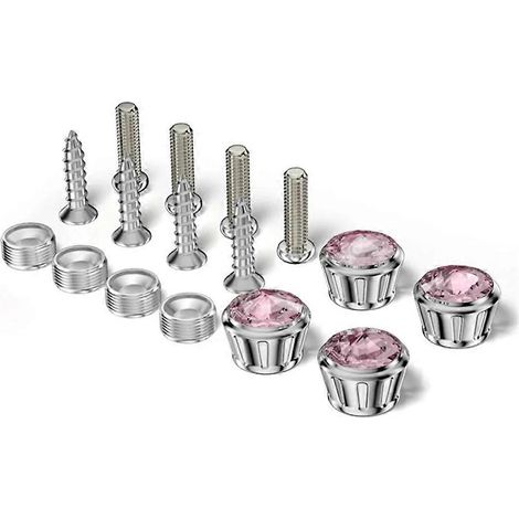 Vis de fixation pour plaque d'immatriculation de voiture avec capuchons de boulons strass brillants, ensemble de vis antivol pour verrouiller la plaque d'immatriculation de voiture - Rose( ) (1/5)