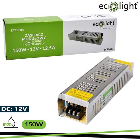 ALIMENTATORE LED 150W 12V 12.5A IP20 SLIM 200X60X40