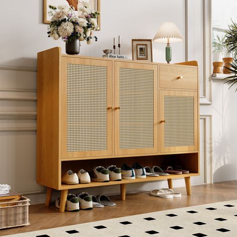 Schrank Aufbewahrung 120 cm mit Türen Natural OKMYHOME (1/5)