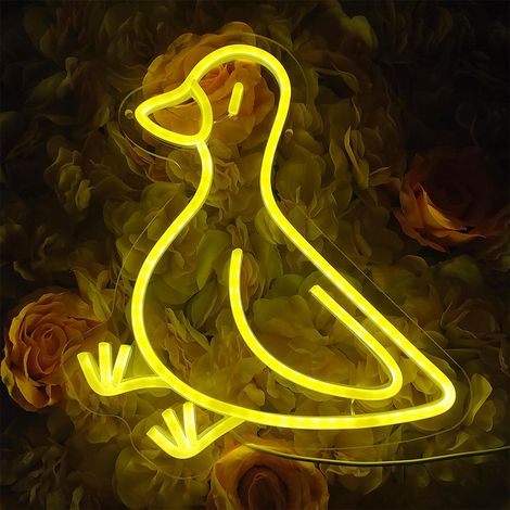 Chambre d'enfants décoration murale canard néon, LED jaune canard néon pour salle de jeux homme grotte fête anniversaire vacances cadeau (1/5)