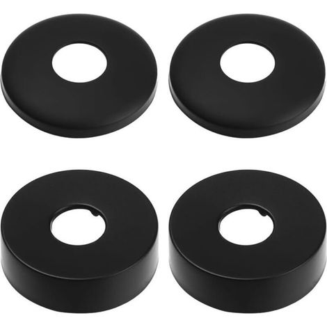 Rosace - Cache Tuyau Acier Inoxydable - Pour Robinet Radiateur Chauffage Eau Gaz - Diamètre 120 mm - Noir - Lot de 4 (1/4)
