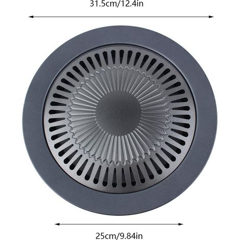 Grill en fonte avec grille et couvercle - Casserole à barbecue avec revêtement antiadhérent PIFE, dimensions 31.5x25 cm, incluant 1 silicone et 1 pince (1/5)