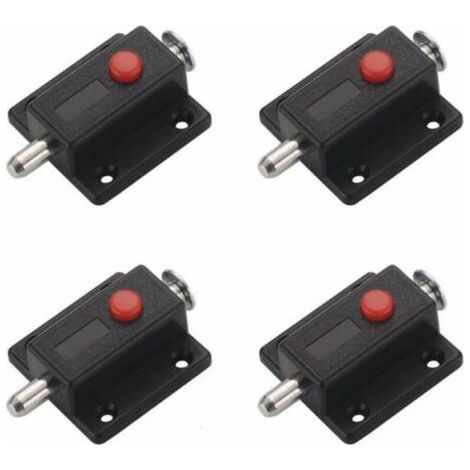 Cyslmuk – Lot de 4 loquets à glissière de sécurité automatique – Pour portes et fenêtres en bois – Installation par vis – Finition noire (1/5)