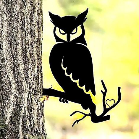 hibou Ornements De Jardin En Mtal Pour Cltures, Dcorations D'extrieur Et De Maison, Dcoration De Jardin, Sculptures, Silhouettes En Fonte, Arbre, (1/5)