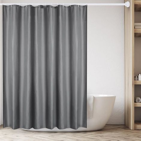 Bardusch-Rideau de douche gris lesté 240x200 cm, polyester anti-moisissure lavable pour maison ou hôtel (1/5)