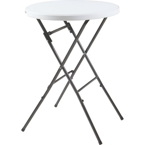 Table haute pliante avec plateau rond 80 x 110 cm blanc