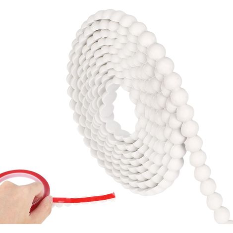 Moulures Flexibles, 3 m Garniture Murale Autocollante Bande de Calfeutrage Décorative 3D à Demi-Perles pour Décoration de Maison Mur Armoire Meuble Étagère Fenêtre Porte (Blanc) (1/5)