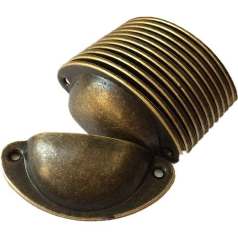 12pcs Vintage Coquille Fer Poignée Porte Cabinet Meuble Bouton Tiroir Placard Tirer Avec Vis 8,2 cm x 3,5 cm Laiton Antique (1/5)