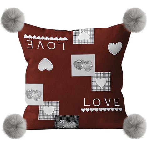 Filiyano-Coussin en microfibre 45x45 cm LOVE rouge, par Soleil d'ocre Rouge