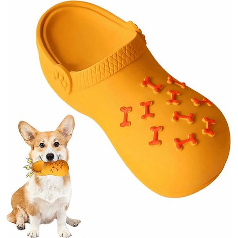 Juguete masticable de látex con forma de zapatilla y sonido, hueso no tóxico para perros que mastican con fuerza, juguete para la dentición de cachorros y perros pequeños para jugar en interiores y ex (1/5)