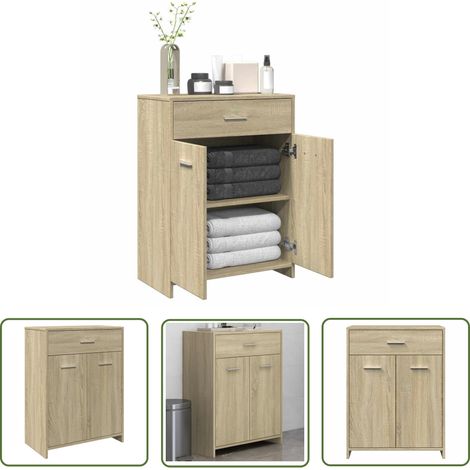 vidaXL Badezimmerschrank Sonoma-Eiche 60x33x80 cm Holzwerkstoff