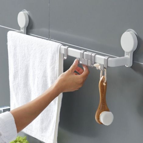 Barre Porte Serviette, Porte Serviette Ventouse Mural70 cm Support Serviette sans Perçage avec Force Puissante Réutilisable Barre de Serviette pour Salle de Bain Cuisine (1/5)