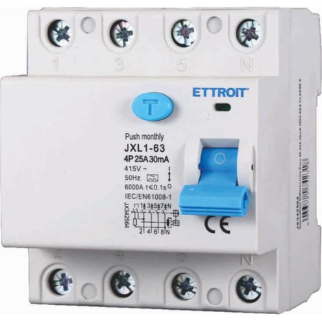 ETTROIT JX342564 Reiner Fehlerstromschutzschalter 4P 25A 30mA 380V-6KA KLASSE A
