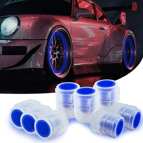 ZHIJIA PREMIUM bouchons valve pneu bleus lumineux étanches universels auto moto vélo 8 pièces (1/5)