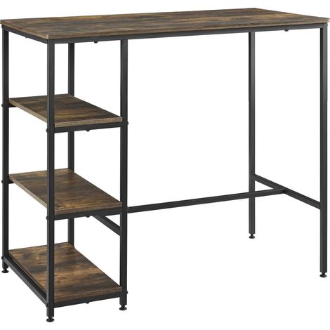 Mesa de bar con 3 estantes 100 x 109 x 60 cm negra efecto madera oscura 030008555 (1/4)