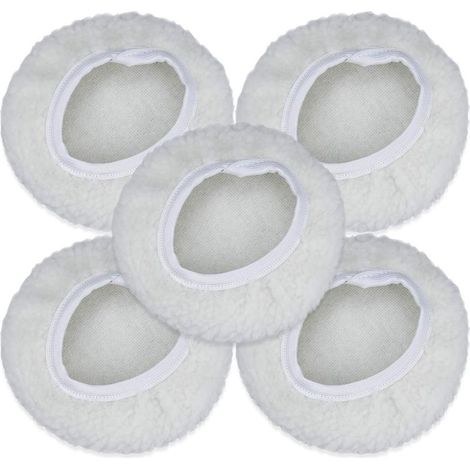 Lot de 5 Bonnet de Polissage, 125-150mm Kit Auto Disque Polissage Bonnet en Laine Tampons de Cirage pour la Plupart des Polisseurs de Voiture (1/4)