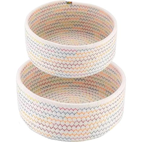 Panier De Rangement - Coton Tressé Naturel - Pour Table à Langer Et Salon - Lot De 2 Paniers 20cm Et 17cm (1/5)