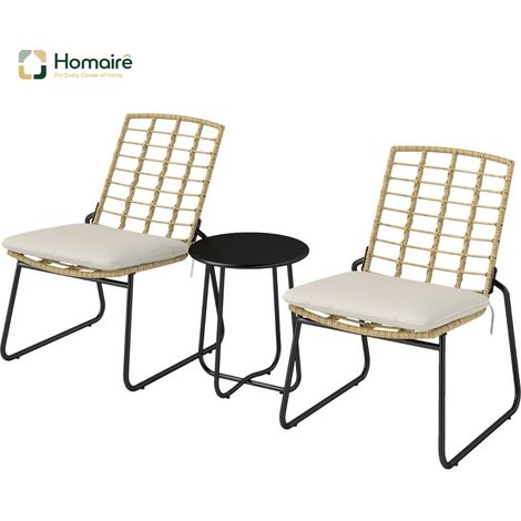 HOMAIRE Set de mobilier de jardin en rotin pour 2 personnes beige et brun