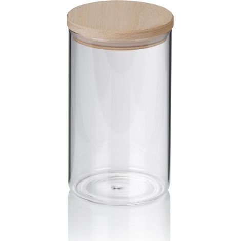 Recipiente de cocina Kela Amelie, vidrio de borosilicato, tapa de madera, diámetro 10 cm, altura 17,5 cm, 1,0 l (1/5)