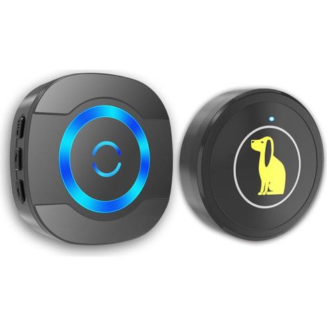 Sonnette sans fil de 300 mètres, carillon électronique étanche IP55, bouton d'appel pour animaux de compagnie, sonnette tactile pour animaux de compagnie, 55 cloches au choix, LED bleue (1/4)