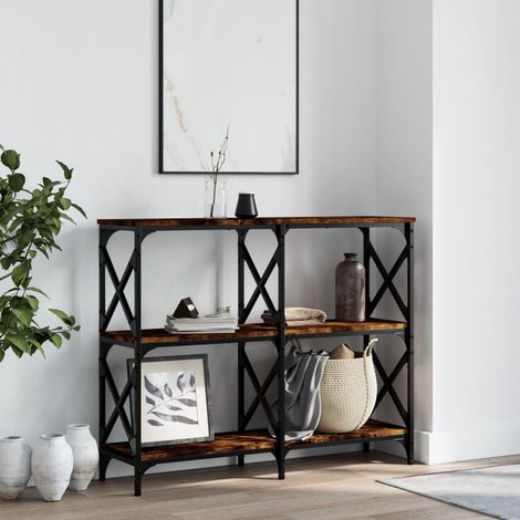 Table console-Table d'entrée chêne fumé 100x28x80,5 cm bois d'ingénierie (1/5)