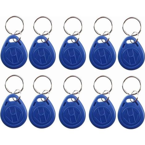 Porte-clés RFID inscriptible 125 kHz T5577/EM4305, étiquette NFC, jeton d'identification de proximité, porte-clés de contrôle d'accès pour systèmes de sécurité, bleu (10) (1/5)