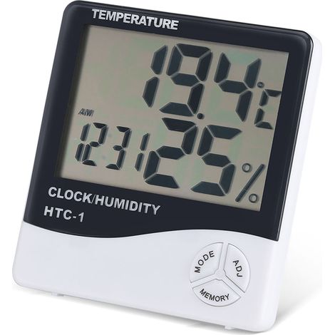 Digitales LCD-Thermometer und Hygrometer für den Innenbereich mit Wecker, präzisem Temperatur- und Feuchtigkeitssensor und Digitalanzeige für Zuhause (1/5)