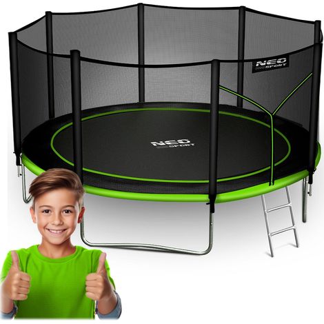 Trampolín de jardín de 404 cm con red exterior y escalera Neo-Sport