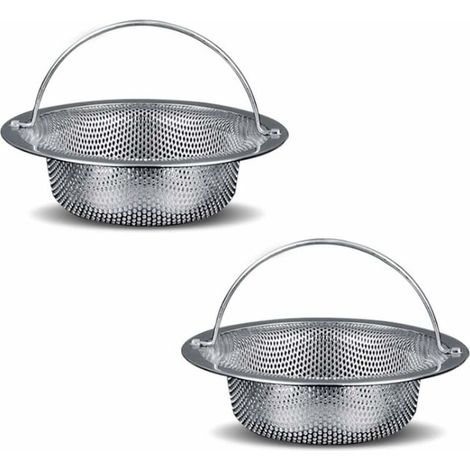 évier Filtre Acier Inoxydable, 2 Pièces évier Filtre de Vidange, Tamis d'évier en Acier Inoxydable, avec Poignée de Mise à Niveau, pour éviter Le Blocage de la Douche Salle Bain Cuisine (110mm) (1/5)