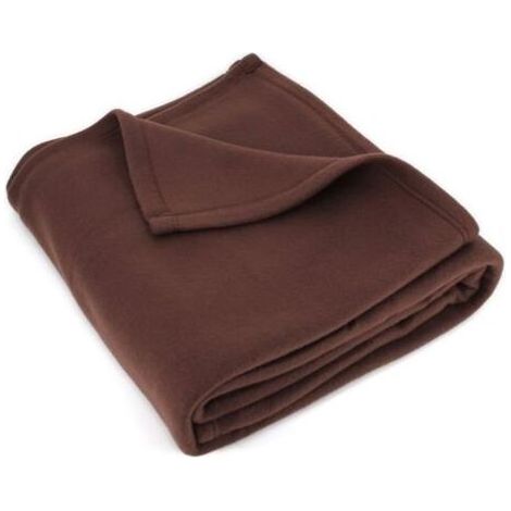 Couverture - 150 x 210 cm - 320 g/m2 - Non-Feu NF P92-122 - Polyester 100 % - Brun Chocolat - 1 pièce (1/4)