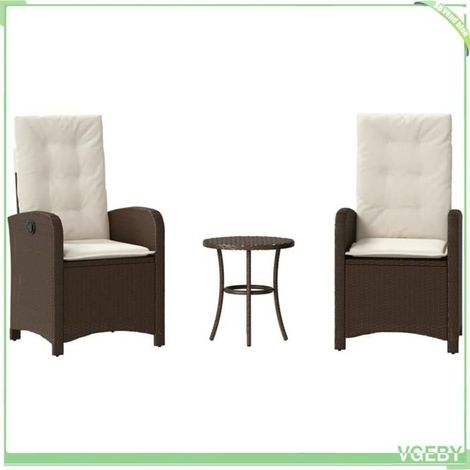 Ensemble de bistro 3 pcs - FAFEICY - 365178 - Marron - Dossier réglable - Coussins amovibles (1/5)
