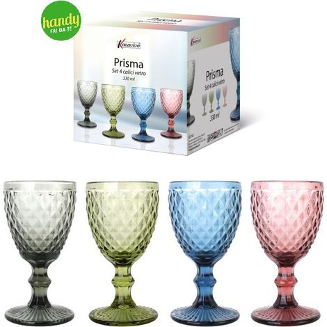 Set 4 Calici Prisma Kasaviva in vetro colorato 330 ml