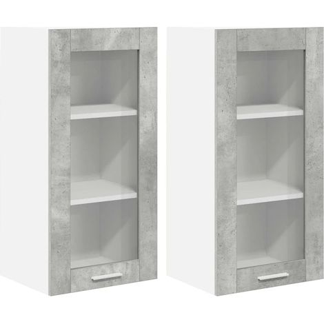 Set di 2 pensili moderni 40 x 31 x 80 cm ampio spazio di archiviazione stile contemporaneo in legno multistrato grigio cemento 020053344