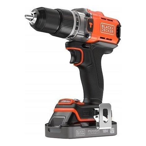 BLACK+DECKER - Perceuse à percussion sans fil 18V, 1 batterie Li-Ion 2,0 Ah, chargeur BCD383D1XC-QW (1/3)