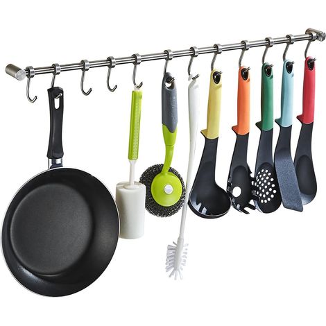 1 Porte-vaisselle, Acier inoxydable, 12 Crochets amovibles, Charge 20 kg, Cuisine Salle de bain