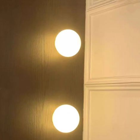 2 Stück Vintage Wandleuchte Innen Wandlampe Glaskugel Bettlampe Mattweiß Ø18cm für Schlafzimmer Wohnzimmer