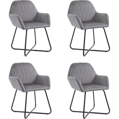 Juego de 4 sillas de cocina comedor de diseño moderno terciopelo gris CDS021621