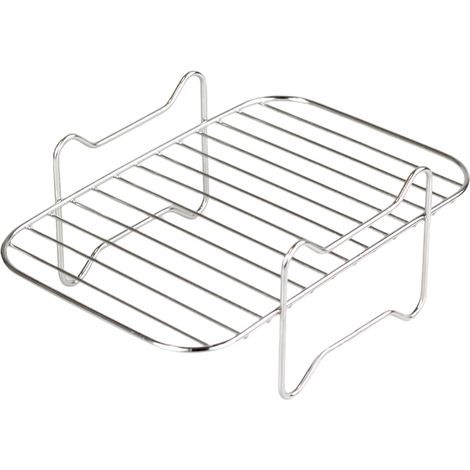 Grille de cuisson vapeur en inox pour friteuse à air 8QT, kit de 2 supports rôtissoire rectangulaires à 4 pointes, adaptés au double panier. (1/5)