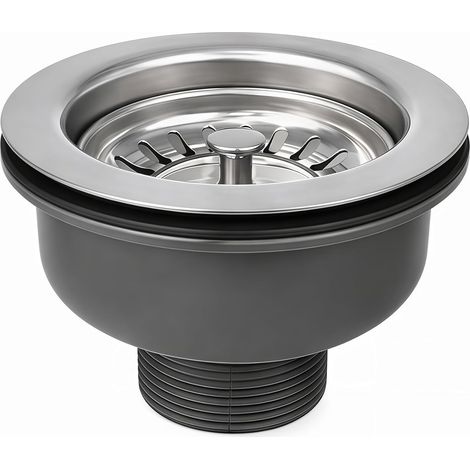 1 Bonde évier Acier inoxydable 304, Diamètre 85 mm, Filtre panier double couche, Pour cuisine standard