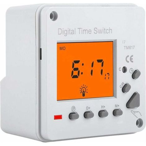 Tigrezy Elektronische Zeitschaltuhr, Digitaluhr, intelligenter programmierbarer Steuerschalter, hintergrundbeleuchtete Zeitschaltuhr für Haushaltsgeräte, Straßenbeleuchtung (220 V Wechselstrom)