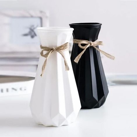 Vase à fleurs nordique en céramique,pot en plastique,décoration de bureau,maison,salon,mariage,anniversaire,216.239.-B Blanc (1/4)