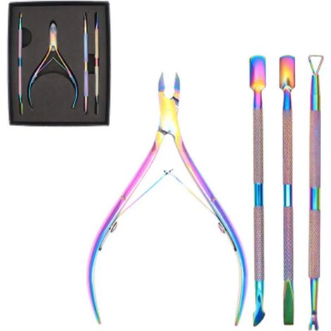 4 pièces ensemble de soins des ongles en acier inoxydable coupe-ongles outils de manucure coupe-ongles lime à ongles (1/5)