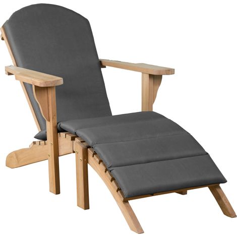 deVries Adirondack ""WOODIE"" Gartenlounger aus Teakholz inkl. Polster 73x141x86cm
